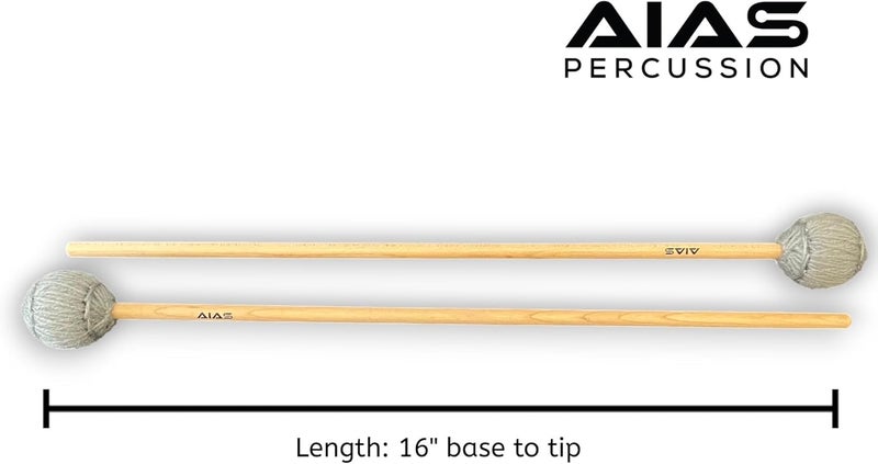 AIAS Vibraphone Mallets Grey Wrapped Heads with Maple Shafts Clear Articulation 16 Inch Pair - Image 4